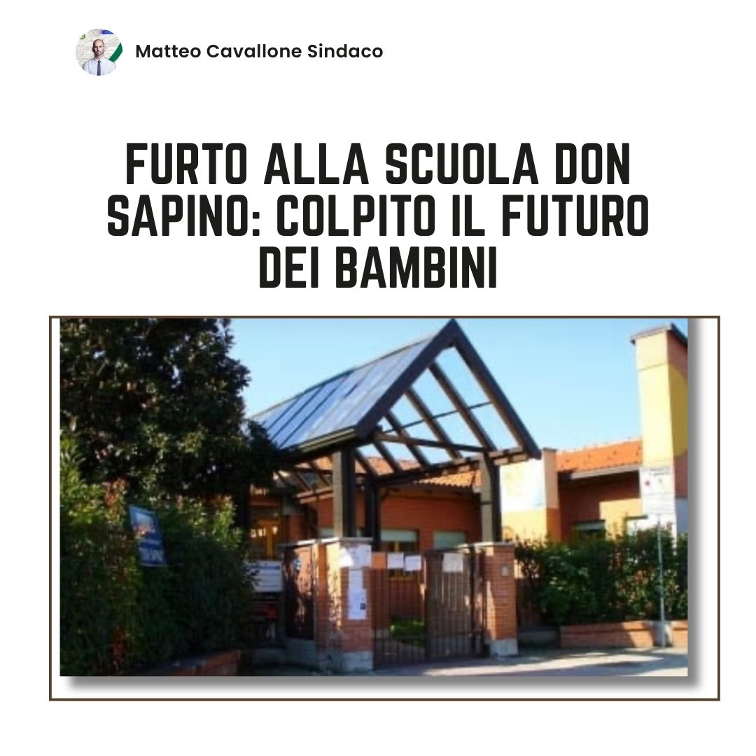 Furto alla scuola Don Sapino: colpito il futuro dei bambini
